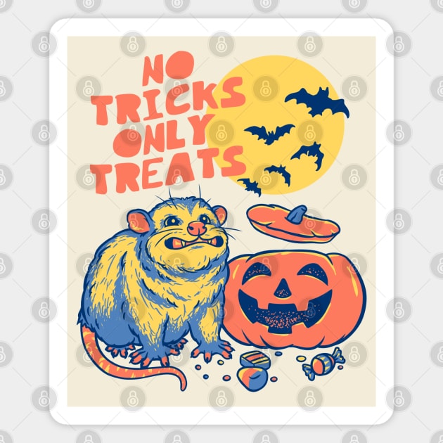 Halloween Possum | No Tricks Only Treats | White BG Magnet by anycolordesigns